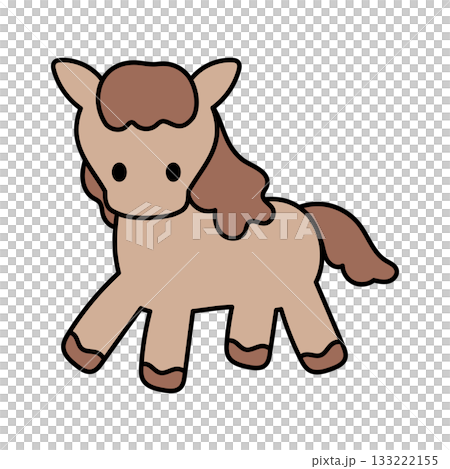 シンプルなかわいい馬のキャラクター 茶色 透過 シンプルなかわいい馬のキャラクター 茶色 透過 133222155