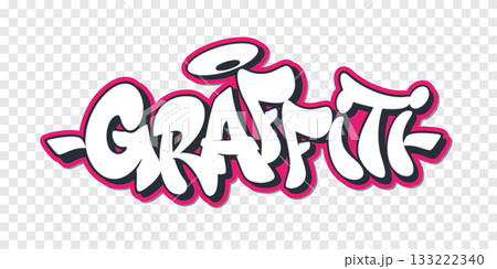 Graffiti in graffiti style text with halo on transparent background design. 133222340