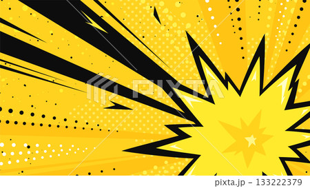 アメコミ風の右下からの衝撃の背景イラスト_16:9 133222379