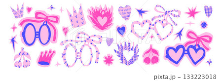 Hearts couple locket cutout, bang text box scribbles. Crayon fire heart collage paper cut outs crown, stars set. Pink scrapbook callouts girly shape. Vector hand drawn bachelorette illustration no bg Hearts couple locket cutout, bang text box scribbles. Crayon fire heart collage paper cut outs crown, stars set. Pink scrapbook callouts girly shape. Vector hand drawn bachelorette illustration no bg 133223018