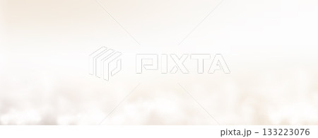 Ivory sky with white clouds. Beige creamy landscape background. Heaven fog air template. Summer heaven morning. Paradise sweet backdrop. Vector illustration Ivory sky with white clouds. Beige creamy landscape background. Heaven fog air template. Summer heaven morning. Paradise sweet backdrop. Vector illustration 133223076