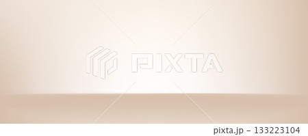 Background warm brown wall and floor. Studio room gradient with white light. Product presentation scene blank backdrop. Clean tan table for banner. Kitchen with beige gradation. Vector illustration 133223104
