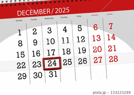 Calendar 2025, deadline, day, month, page, organizer, date, December, wednesday, number 24 Calendar 2025, deadline, day, month, page, organizer, date, December, wednesday, number 24 133223289