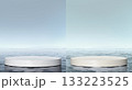 White marble podium stand in calm and waves sea water scene White marble podium stand in calm and waves sea water scene 133223525
