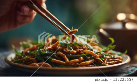 Hand holding chopsticks for alternative food...のイラスト素材 [133223557] - PIXTA