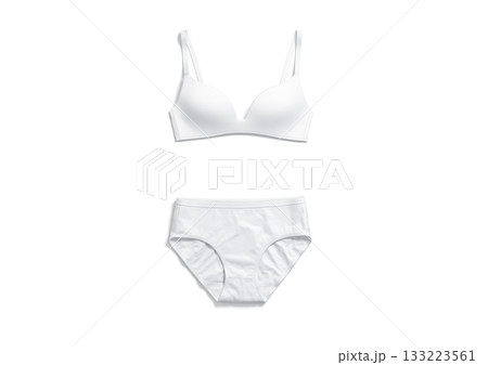 Blank white lingerie complect with bra and briefs mockup, isolated 133223561