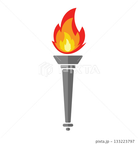 Burning Torch Vector Illustration. Perfect for themes related to sports ceremonies, victory, celebrations, mythology, ancient culture, leadership, passion, freedom. Burning Torch Vector Illustration. Perfect for themes related to sports ceremonies, victory, celebrations, mythology, ancient culture, leadership, passion, freedom. 133223797