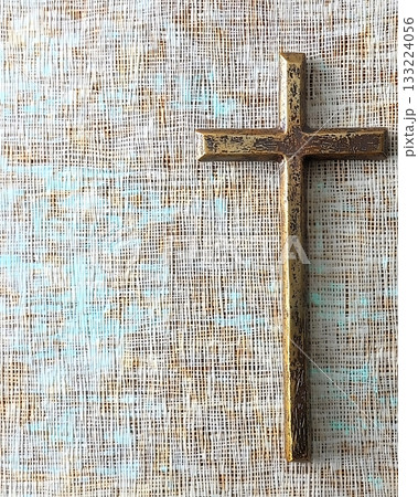 Gold cross is on a white background Gold cross is on a white background 133224056
