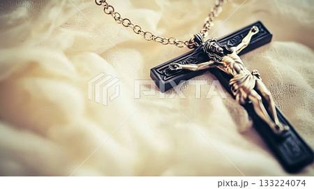 Cross necklace with a crucifix on it Cross necklace with a crucifix on it 133224074