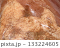 Close-up of the surface of a marinated piece of meat as a background or texture. 133224605