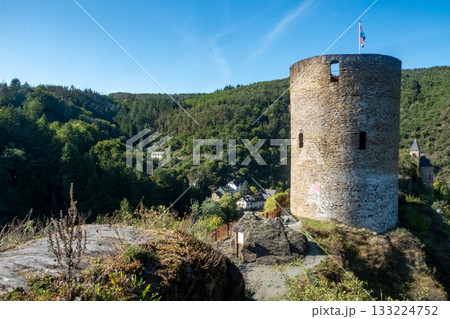 Esch-sur-Sure, Wiltz, Grand-Duche de Luxembourg, September 07, 2025, Historic castle with vivid Esch-sur-Sure, Wiltz, Grand-Duche de Luxembourg, September 07, 2025, Historic castle with vivid 133224752