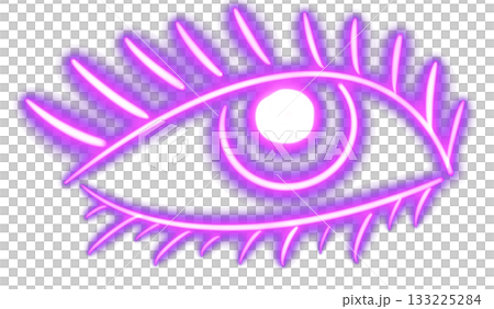 Hand drawn Neon Eye Abstract Element. Retro 80s 70s Design Template Png 133225284