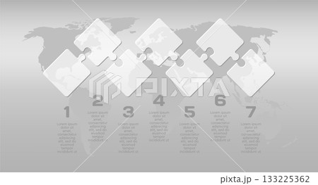 Seven steps line infographic, puzzle diagram 133225362