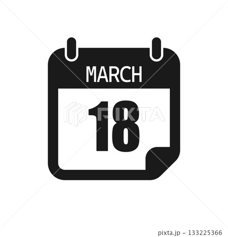 Vector icon page day calendar - 18 March month 133225366