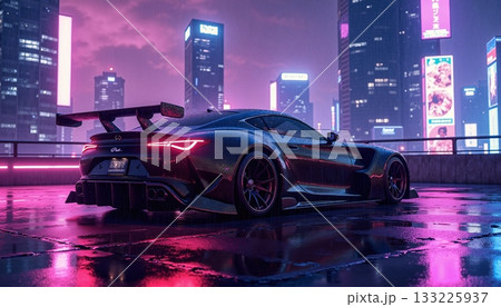 The image shows a highly detailed screenshot or promotional art from a racing video game The image shows a highly detailed screenshot or promotional art from a racing video game 133225937