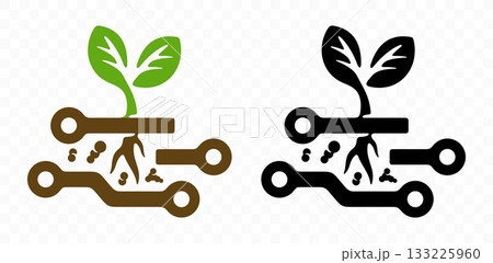 Plant, sprout with circuit board, technology and innovation, graphic design. Sprouting, growth, germinating and germ bud, vector design and illustration Plant, sprout with circuit board, technology and innovation, graphic design. Sprouting, growth, germinating and germ bud, vector design and illustration 133225960