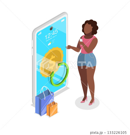 3D Isometric Flat Vector Illustration of Loyalty Program, Cashback or Money Back. Item 2 3D Isometric Flat Vector Illustration of Loyalty Program, Cashback or Money Back. Item 2 133226105
