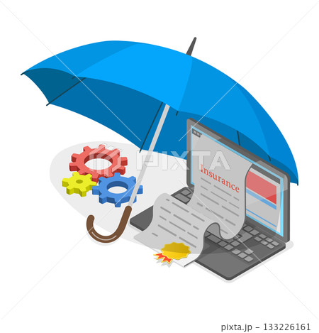 3D Isometric Flat Vector Illustration of Insurance Policy, Using of Modern Technologies. Item 1 133226161