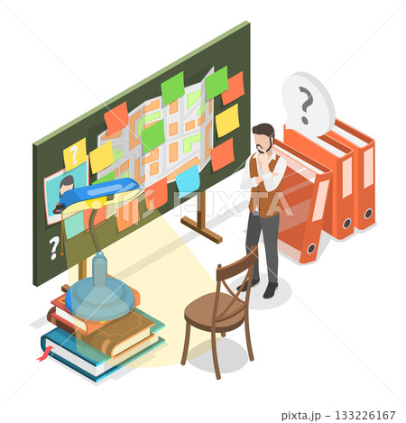 3D Isometric Flat Vector Illustration of Private Investigating, Crime-Solving Adventures. Item 5 3D Isometric Flat Vector Illustration of Private Investigating, Crime-Solving Adventures. Item 5 133226167