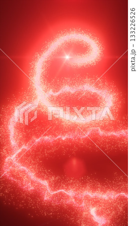 Radiant red neon spiral made of thousands of sparkling particles forming glowing curves in energetic motion 133226526