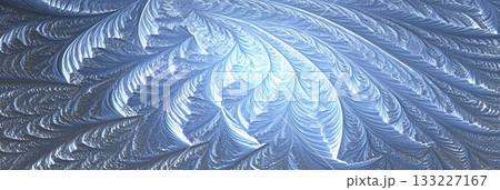 Frost Patterns on Glass Create an Intricate Design Resembling Ice Spirits During Winter Time 133227167