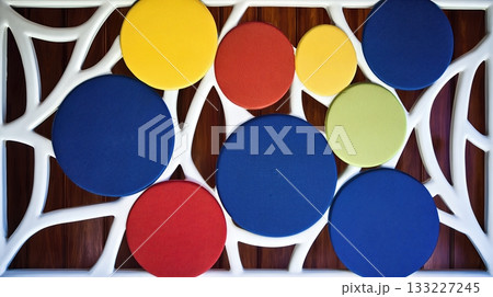 Brightly Colored Sustainable Furniture Showcasing Modern Design in a Vibrant Setting 133227245