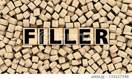 Creative Arrangement of Filler Letters on a Textured Cork Background for Design Inspiration 133227348