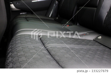 The rear seats of a large family car are upholstered in eco-leather of varying textures The rear seats of a large family car are upholstered in eco-leather of varying textures 133227879