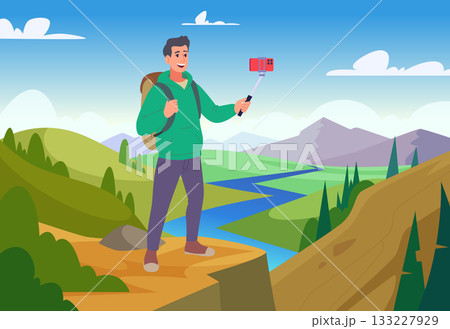 Bloggers characters. People write articles on web site making video and audio content for subscribers exact vector bloggers 133227929