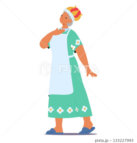 Elderly woman cartoon character wearing golden crown feeling pride with grandiose self-respect Elderly woman cartoon character wearing golden crown feeling pride with grandiose self-respect 133227993