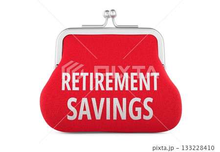 Retirement Savings concept with coin purse. 3D rendering Retirement Savings concept with coin purse. 3D rendering 133228410