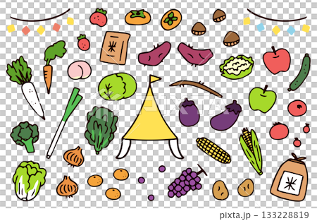 Vegetable and fruit illustration material Vegetable and fruit illustration material 133228819