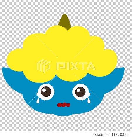 Illustration of a cute blue demon crying 133228820
