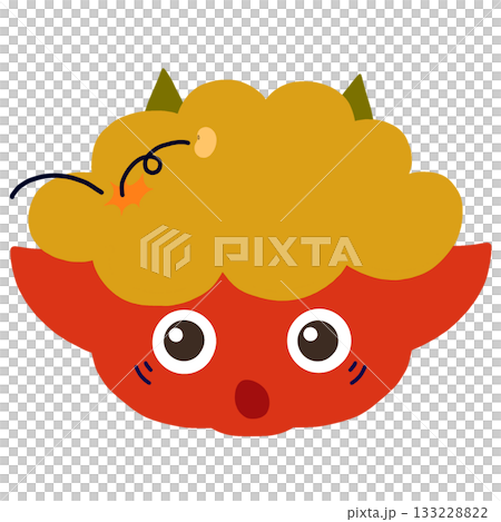 A cute red demon with a surprised face after being hit by beans A cute red demon with a surprised face after being hit by beans 133228822