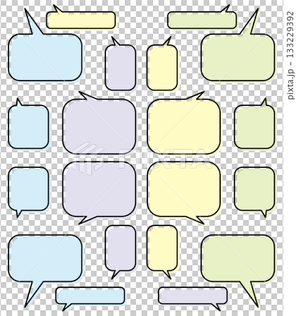 Rounded rectangular speech bubble set (black line, colorful) Rounded rectangular speech bubble set (black line, colorful) 133229392