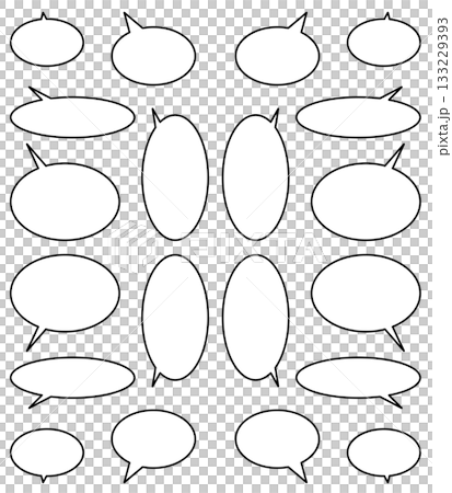 橢圓形對話框套裝（黑線，白塗） 133229393
