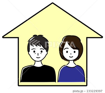家の中に夫婦がいる様子（家族構成、核家族） 133229397