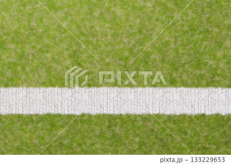公園の芝と歩道のCGイメージ 133229653