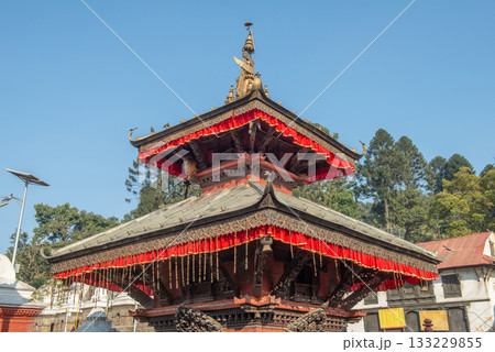 Nepali architecture buildings located in Pashupatinath temple of Nepal. 133229855