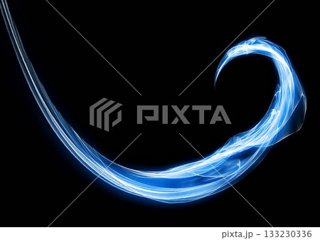 青く光る煙が渦巻く抽象的な背景 133230336