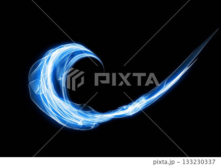 青く光る煙が渦巻く抽象的な背景 133230337