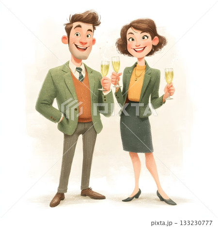 vector coworkers clinking champagne glasses celebrating 133230777