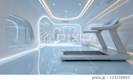 Smart home gym futuristic design clear empty space 133230893