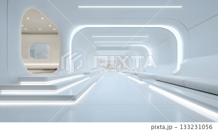 Futuristic hotel interior clean bright design empty space Futuristic hotel interior clean bright design empty space 133231056