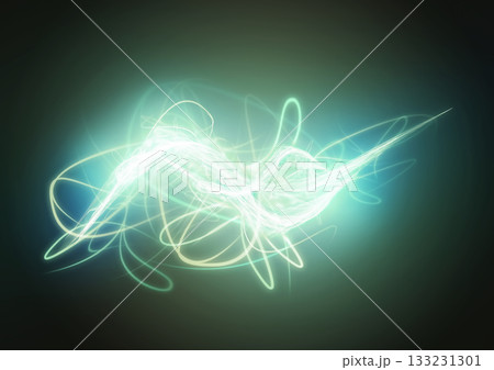 光輝く抽象的な青い煙の渦 133231301