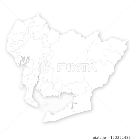 愛知県と市町村の白地図 愛知県と市町村の白地図 133231482