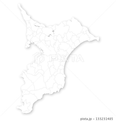 千葉県と市町村の白地図 133231485