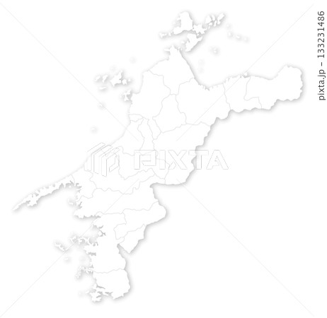 愛媛県と市町村の白地図 愛媛県と市町村の白地図 133231486