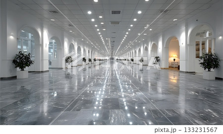office corridor empty space white walls clean modern flooring office corridor empty space white walls clean modern flooring 133231567