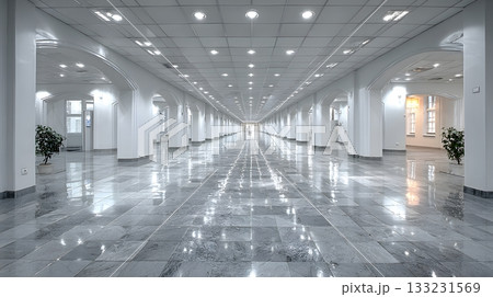 office corridor empty space white walls clean modern flooring office corridor empty space white walls clean modern flooring 133231569